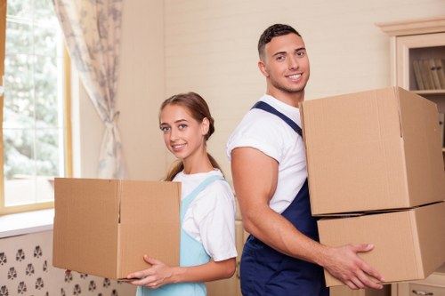 Business relocation checklist and packing materials for a commercial move